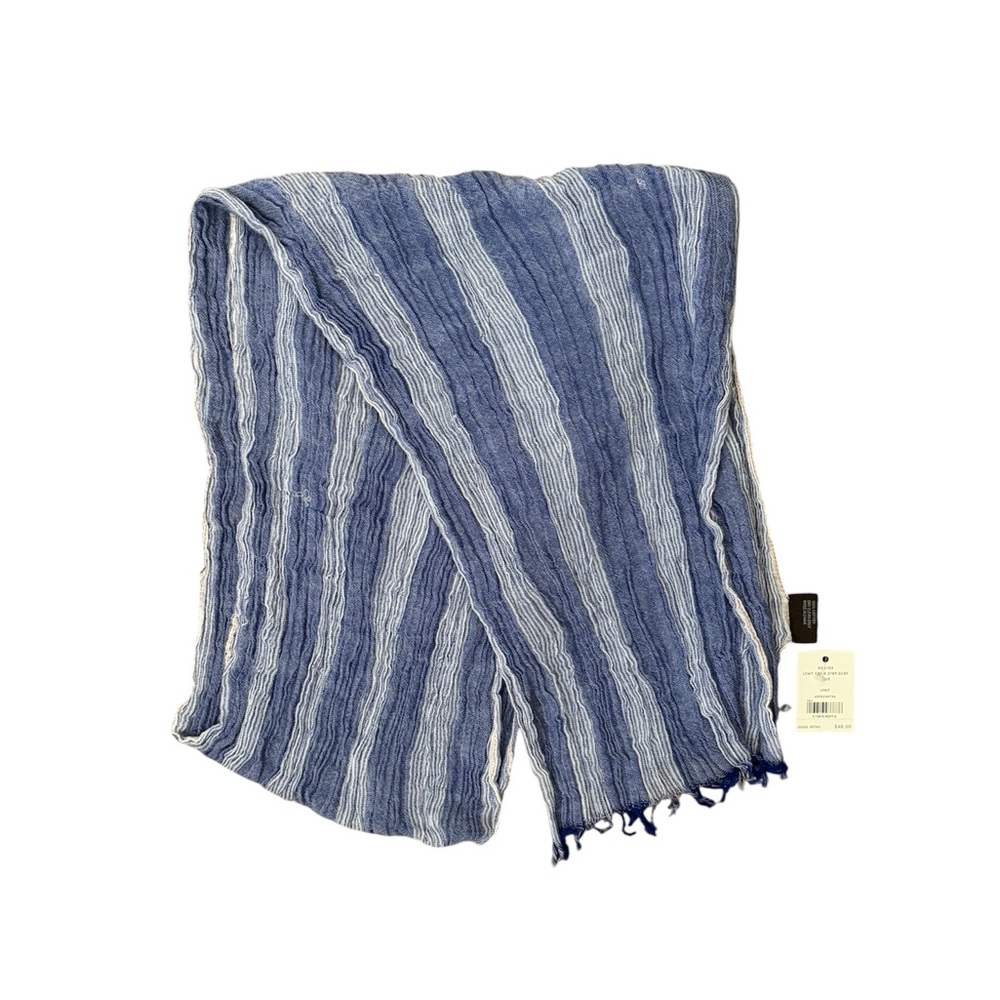 Cole Haan Blue and White Striped Scarf